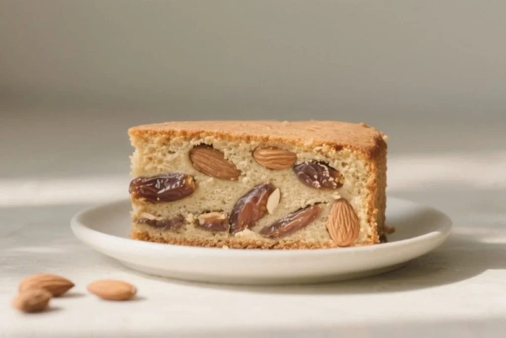 Eggless Dates And Almond Cake
